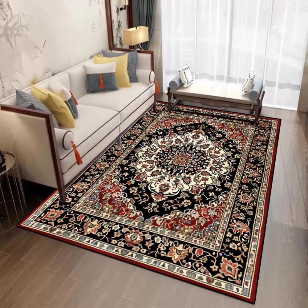 Red Persian Printing Carpet for Living Room Decor Sofa Area Floor Mat Bedside Area Rug Balcony Kitchen Table Mat Welcome Rug