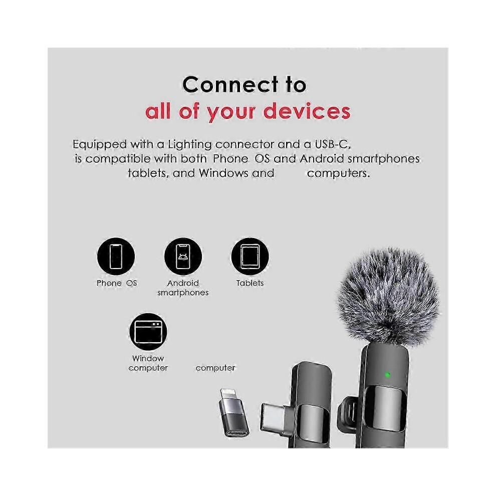 3 in 1 Wireless Lavalier Microphones compatible IPhone, Android, Camera, USB-C Microphone, Mini Micr