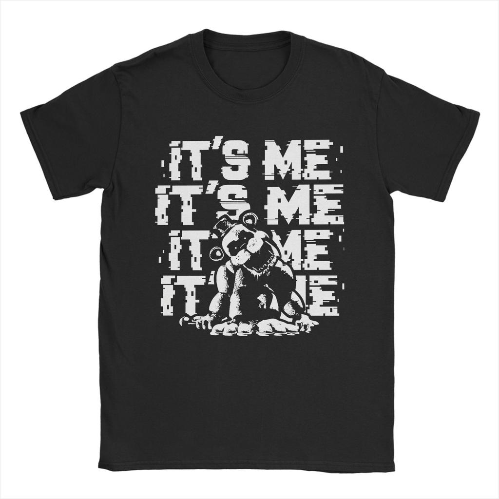 FNAF At Freddys T Shirts for Men Pure Cotton Humor T-Shirt Crewneck Tees Short Sleeve Tops Plus Size