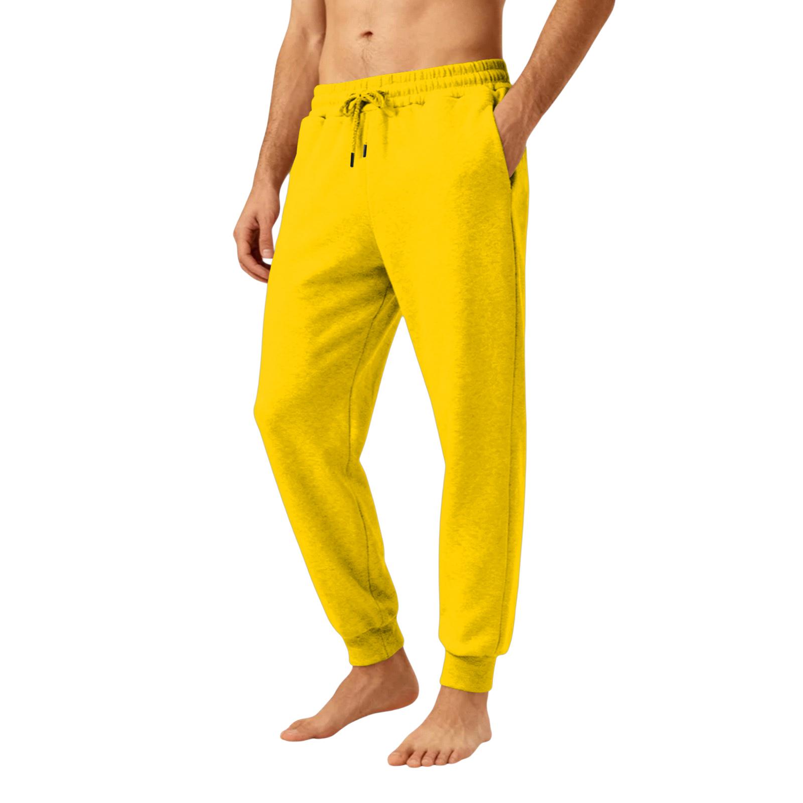 

Мужские свободные повседневные спортивные штаны с эластичной талией и кулиской XL жёлтый