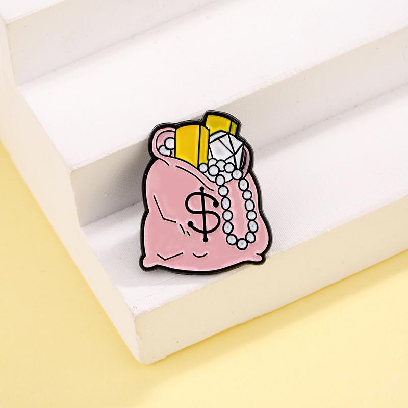 Kreative Schatzbeutel-Anstecknadeln mit Goldbarren-, Banknoten- und Geldautomaten-Designs
