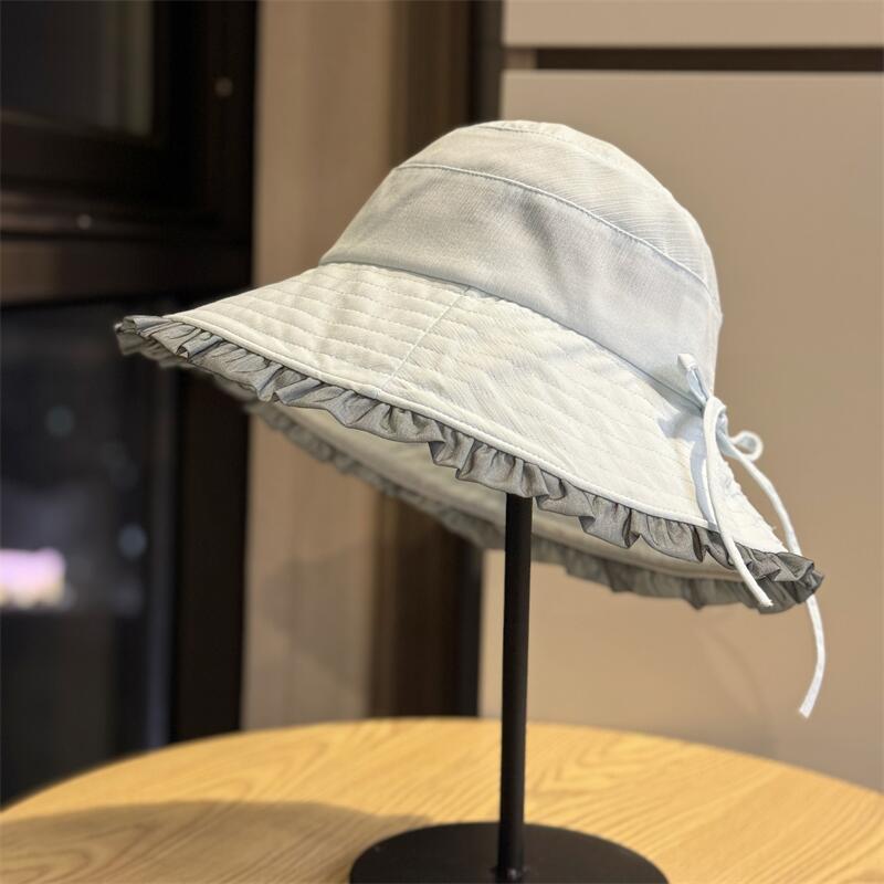 2026New Lace Sunshade Fisherman Hat for Women, Summer Korean Style, Sweet and Versatile, Sun Protection Hat for Outdoor Trips, Breathable and Trendy
