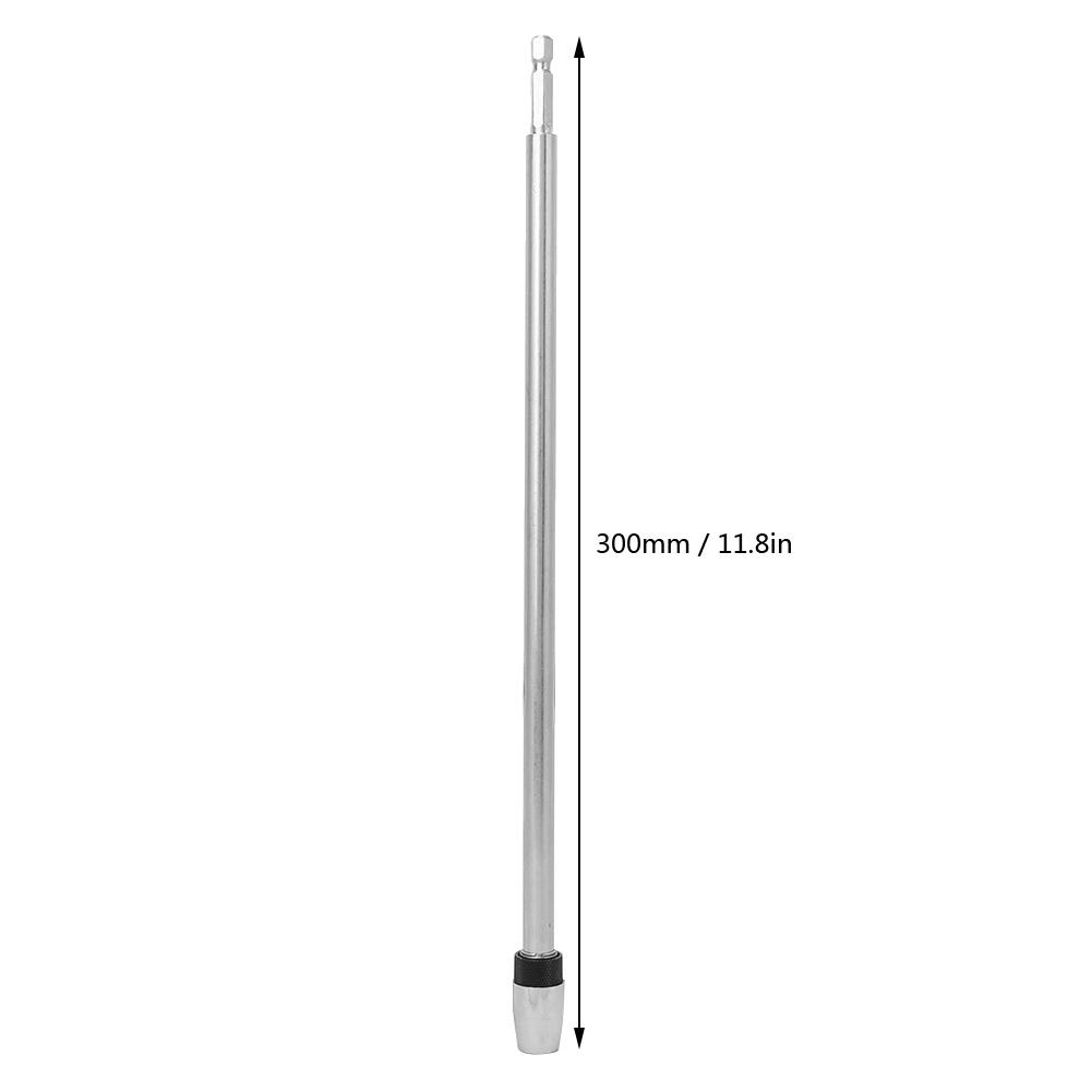 Screw Bit Holder Magnetic Silver Carbon Steel 14in Hex Shank 300mm Length for Electric Drill