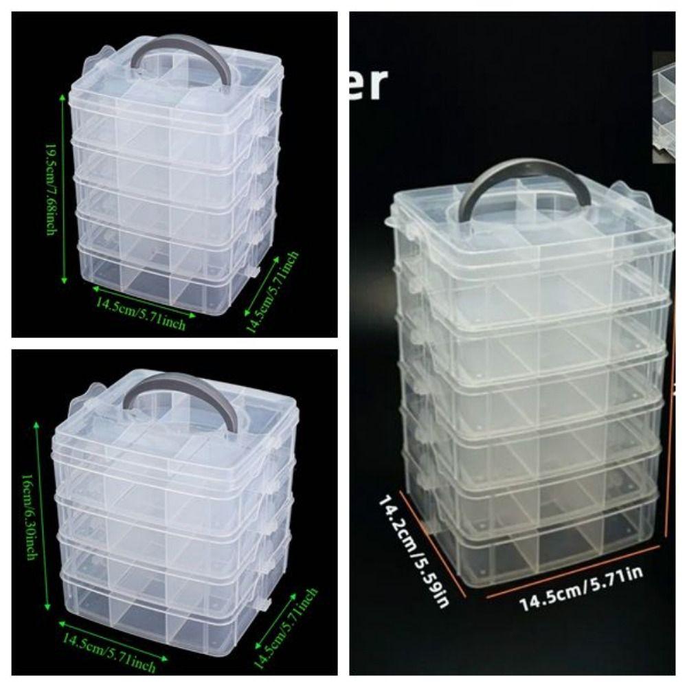 4/5/6-Layer Stackable Transparent Storage Box Handheld Organizer Multi-layer Storage Box Portable Jewelry Holder Toy Sorting