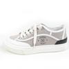 Great HERMES Low Cut Sneakers Get Using Leather White Gray Fabric Women 35 Used