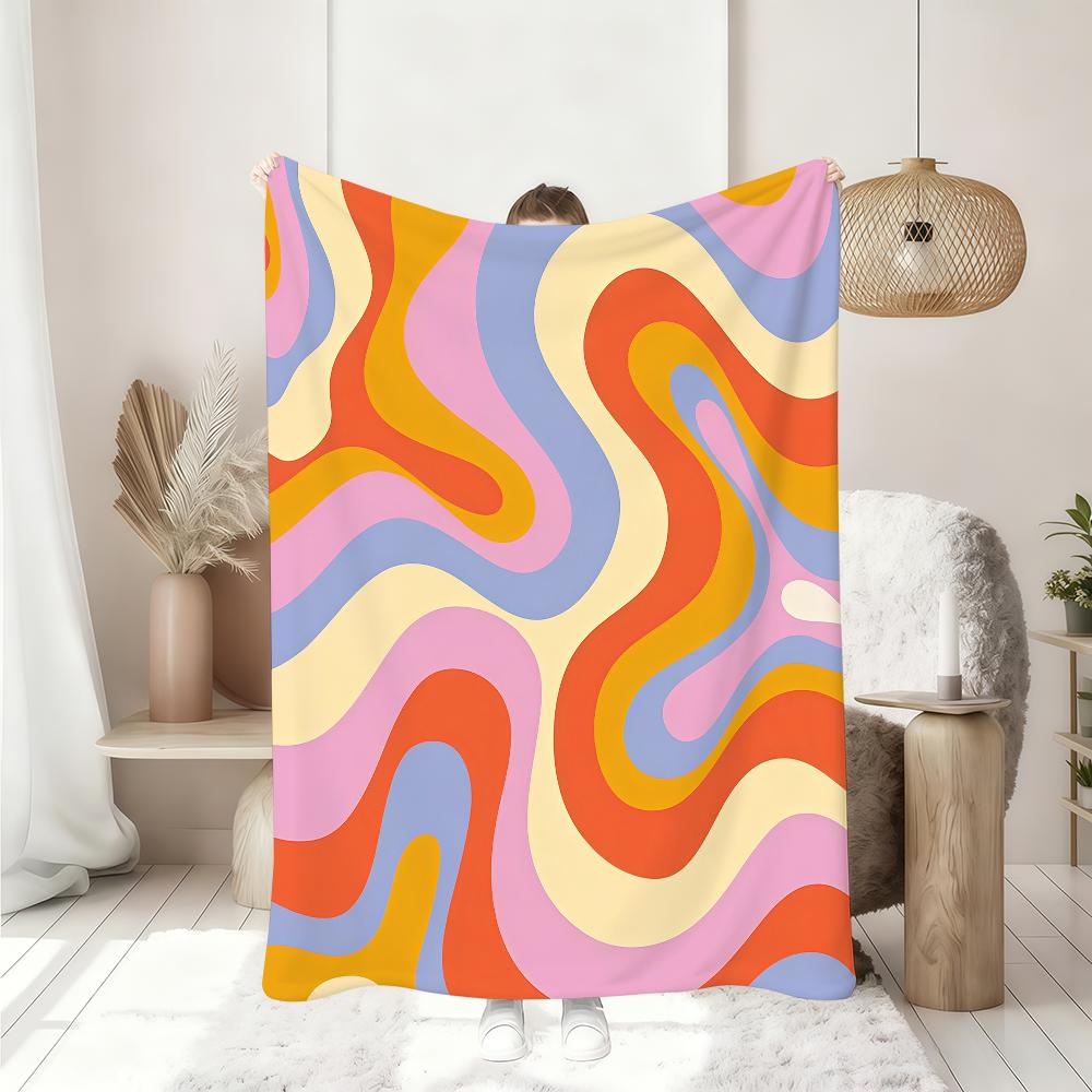 Fashion design colorful wave pattern wavy Blanket Soft Throw Blanket for Home Bedroom Bed Sofa Picnic Travel Office Blanket Gift