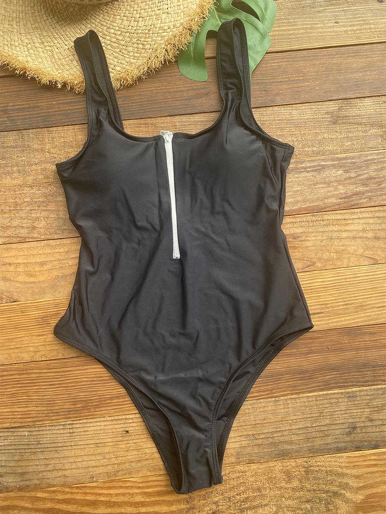 Front Zip Up One Piece Swimsuit Monokini Backless Swimwear One-piece Swimming Suit for Women Summer Trend Beachwear