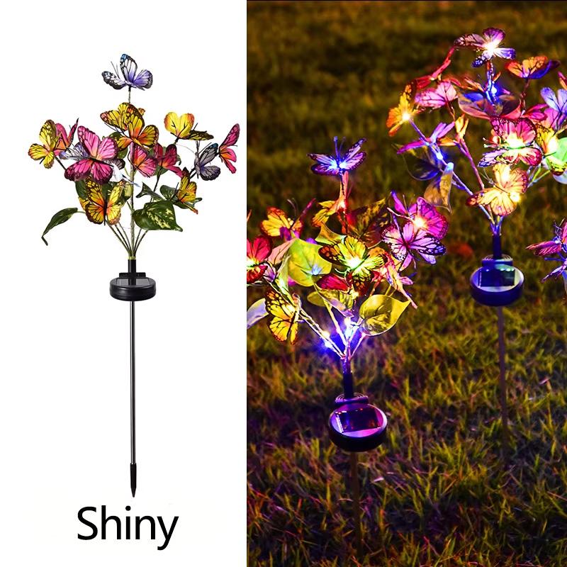 LED Solar Garden Lights Outdoor Solar or Butterfly Flower Tree Lights Waterproof for Outdoor Garden Path Atmosphere Roof Decoration