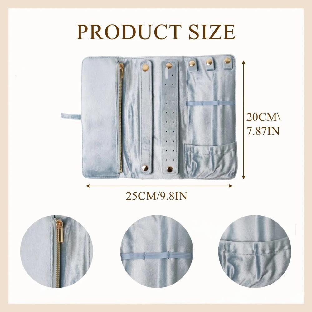 Universal Velvet Travel Jewelry Bag with Buckle Foldable Jewelr Roll Bag Portable Storage Display Pouch