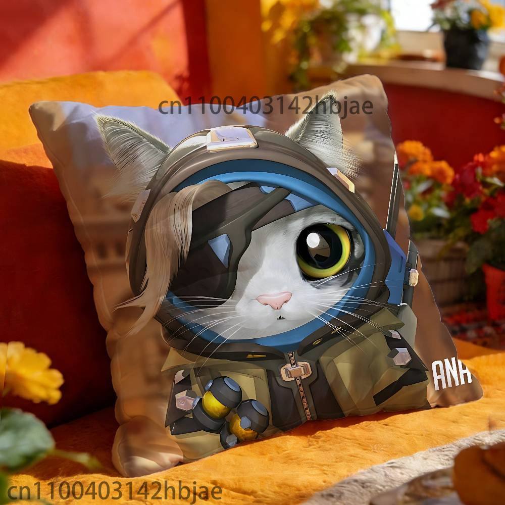 

O-OverwatchES Ana Pillow Case Print Polyester Fiber 40X40 cm Home Sofa Throw Cushion Cover Decoration 30cmx30cm