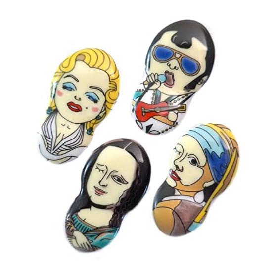 Tubbies Chopstick Rests, Kutani Ware, Stylish, Star Set of 4, Mona Lisa, Girl with a Pearl Earring, Monroe, Rockstar
