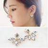 Fashion Elegant Silver Needle Zircon Daisy Tree Leaves Water Earrings Drops