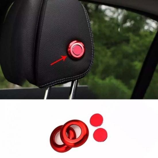Red Aluminum Adjust Button Ring Trim 2015-21 For Benz C-Class Car Seat Headrest