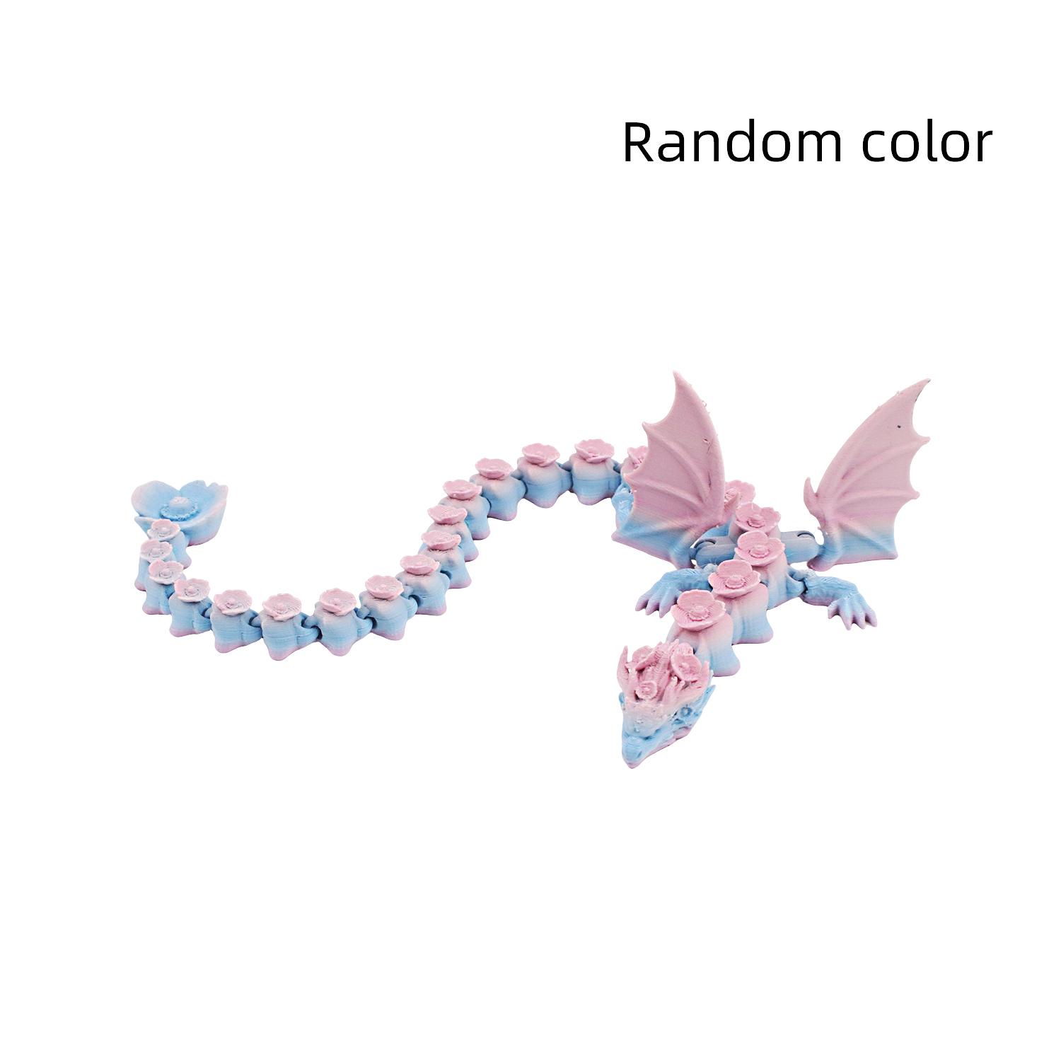 Напечатанная на 3D-принтере матовая градиентная роза, дракон из цветущего персика, подвижные суставы, декоративное украшение, напечатанное на 3D-принтере