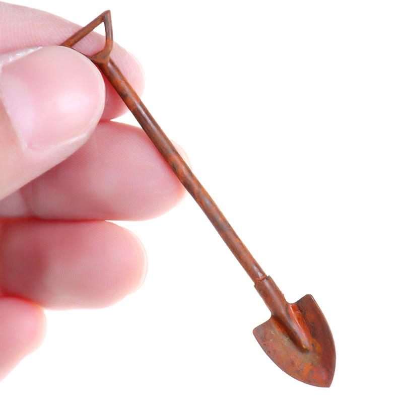 1:12 Dollhouse Miniature Gardening Tools Metal Shovels Pitchfork Furniture Set