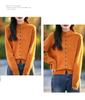 Heathered Wool Long Sleeve Rolled Edge Cardigan Sweater with Semi-High Neck 