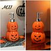 Novelty Bathroom Gift Halloween Pumpkin Soap Dispenser, Refillable Lotion Liquid Hand Bottle, Durable Plastic Dispenser Vinyl Press Type Dispensing