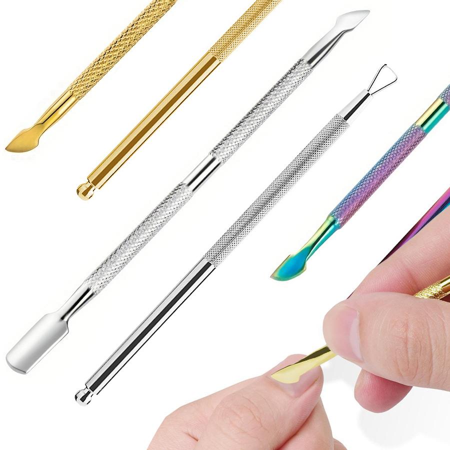 2Pcs Double-Ended Nail Polish Removal Tool Set Cuticle Pusher Dead Skin Removal Multi-Functional Manicure Tool