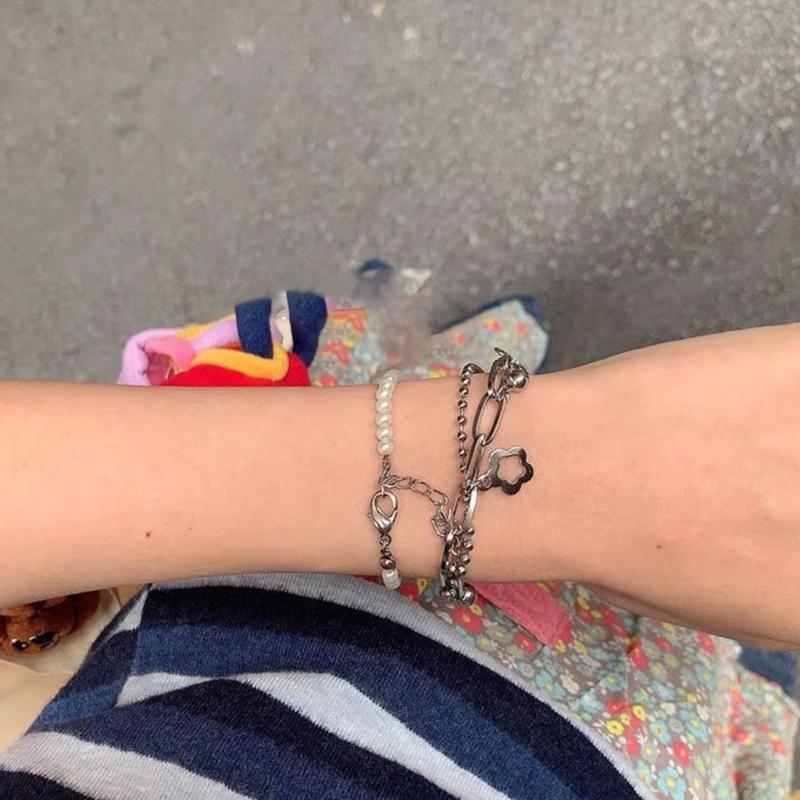 Fashion Hollow Flower Charm Bracelets Multilayer Bangle Jewelry for Women Girls