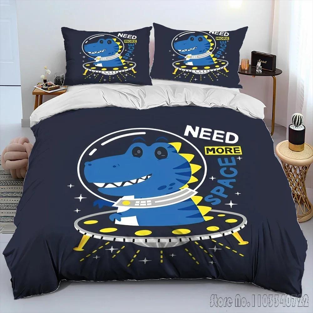 Cartoon Dinosaur Space Cute Dino Children Duvet Cover Set HD Comforter Cover for Kids Bedding Sets Bedclothes Bedroom Decor