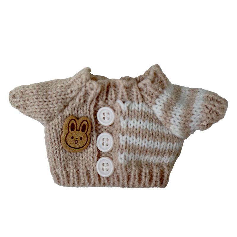 Ubranka dla mini lalek dla pluszowej lalki Labubu 17 cm, strój, akcesoria, miłość pary, czarno-biały sweter, 2-częściowy zestaw, czapki, torby