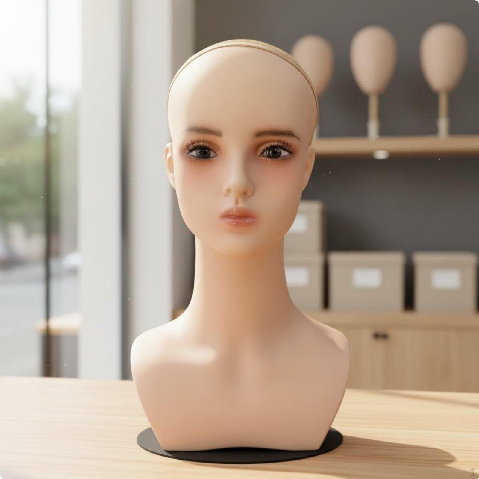 Hairpiece Display Head Realistic Look Female Mannequin with Makeup Versatile Rh214-m3-40cm