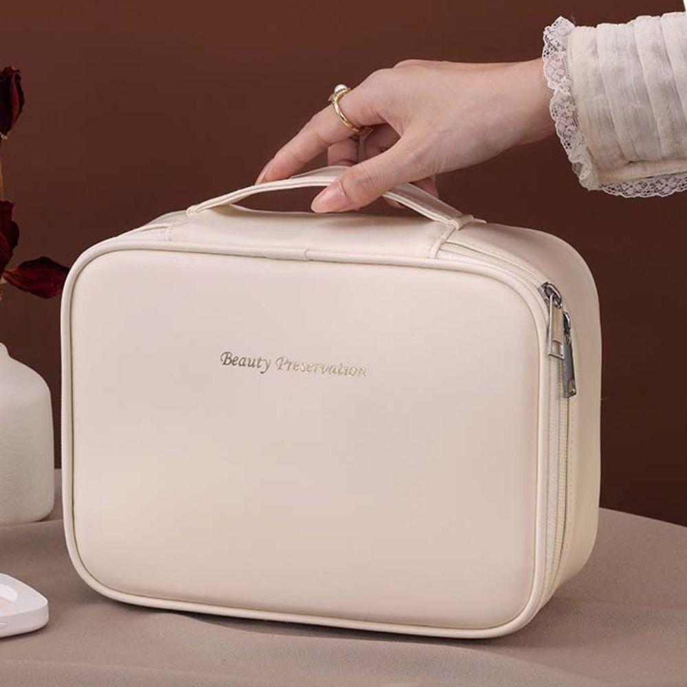 Zipper PU Leather Cosmetic Bag Detachable Travel Wash Bag Ins Makeup Pouch Bag  Outdoor