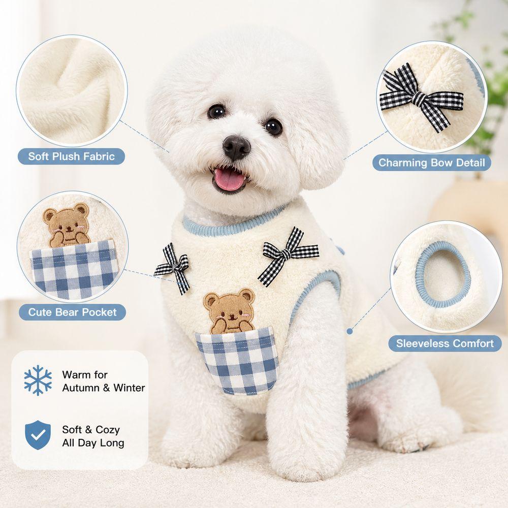 Warm Fleece Bichon Frise Vest Plush Fabric Dog Clothes Jacket Cat Vest for Autumn and Winter Wear
