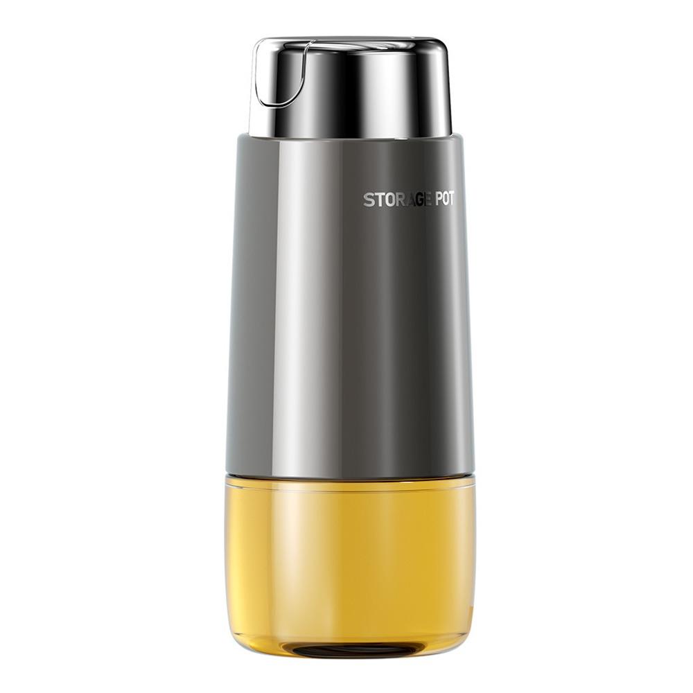 

No-drip Oil Dispenser Stainless Steel Oil Storage Container Durable Glass Oil Pot for Kitchen 280ml сірий