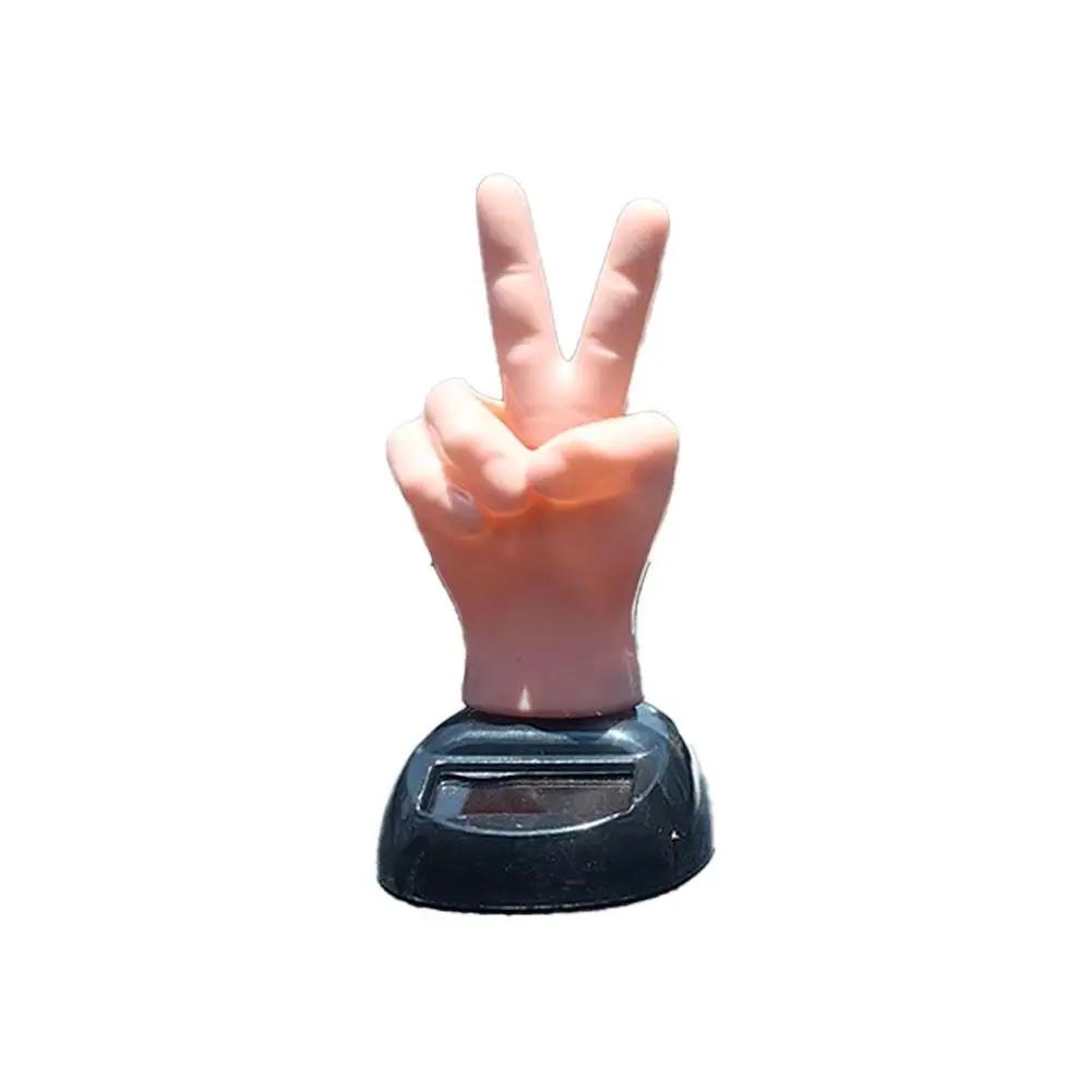Solar Powered Two-finger Salute Shaking Toy Car Dashboard Dashboard Dancing Brown Ornament Figure Decorative Toy C T3w7