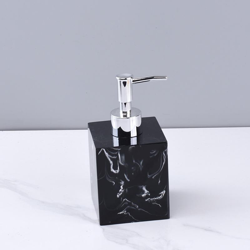 Marble Pattern Resin Dispenser Bottle Press Type Empty Refill Vial Liquid Soap Shampoo Lotion Container For Household Storage
