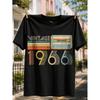 Retro Vintage Stil Herren T-Shirt 1966 Kassettenband Design Sommer Freizeitkleidung Geschenk für Geburtstag Jubiläum Lockere Passform Rundhalsausschnitt Mode Neue Ankunft