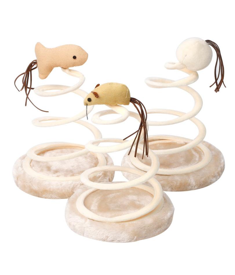 Spot wholesale leather pimo new cat toys cat supplies spiral steel wire spring linen disc золотой