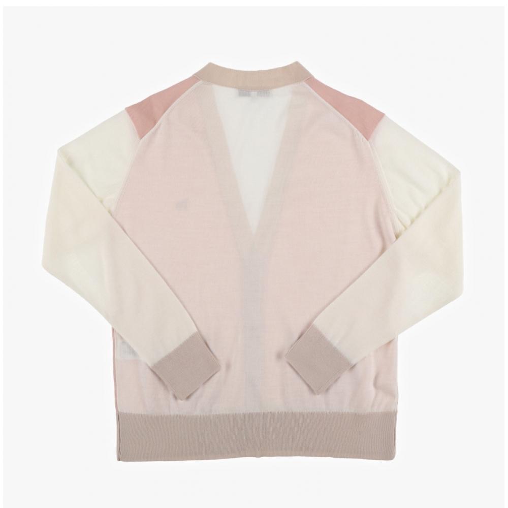MaiSon KitSune Mw00505kt1036 P628 Baby Fox Patch Bicolor V Neck Women S Cardigan