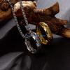HX6F Titaniums Steel Retro Finger Ring Necklace Handmade Neckchain for Women and Men