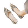 Women's Shoes Rhinestone Single Shoes Female Full Diamond Flat Bottom Shallow Mouth Fairy Ethnic Style Rivet Shoes Foreign Style Versatile