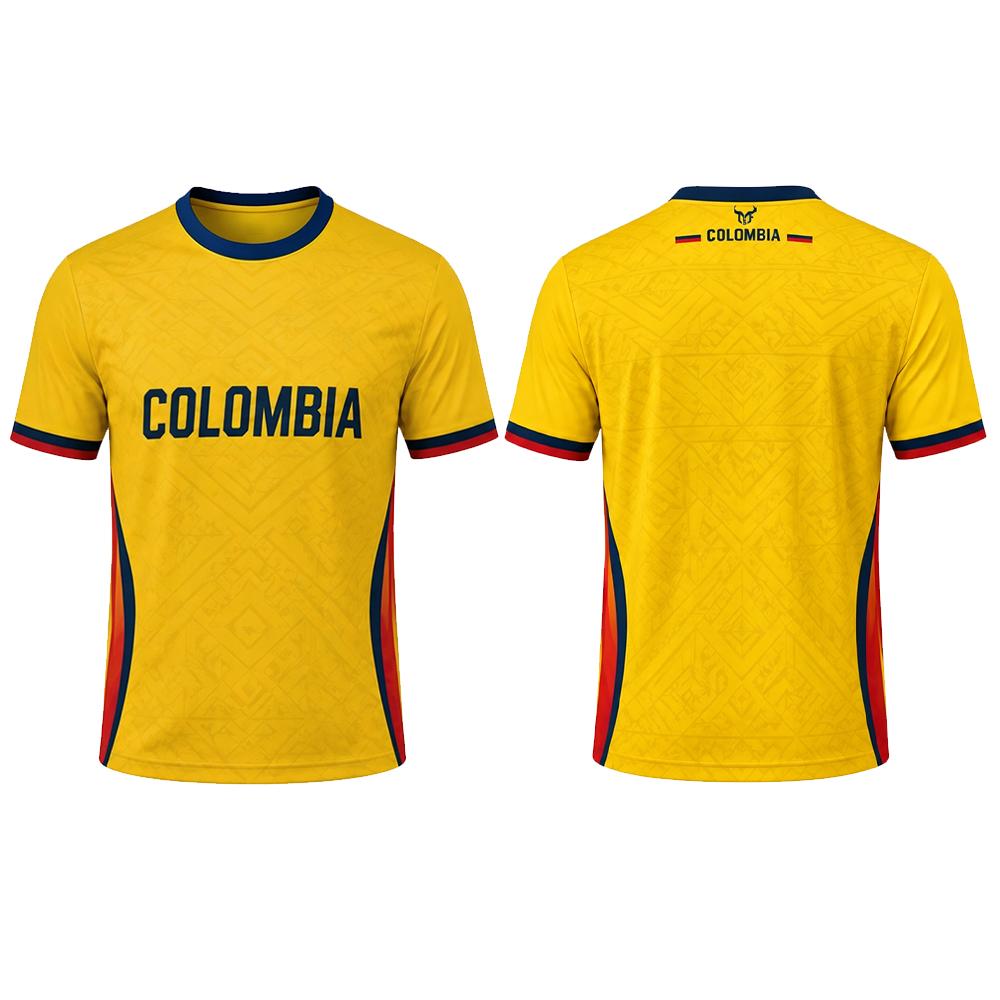 Colombian Flag Pattern 3D Printed T-shirt, Summer Outdoor Football Sportswear, Men's Street Fashion Casual Short Sleeved Tops
