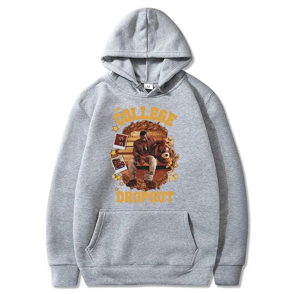 College Dropout Hoodie Kanye West Music Album Printed Sweatshirts Casual Oversized Hoodie Hip Hop Streetwear Men Clothing