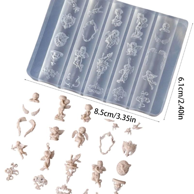 Silicone Mold with Baroque Angel Pattern Nails Accessories Moulds for Professional Nail Art Designs and Craft Projects