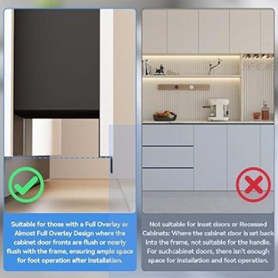 1/2Pcs Trash Cabinet Foot Handle Heavy Duty Metal Hands-free Screw Mounted Kitchen Cabinet Door Edge Trash Drawer Foot Pull Handle