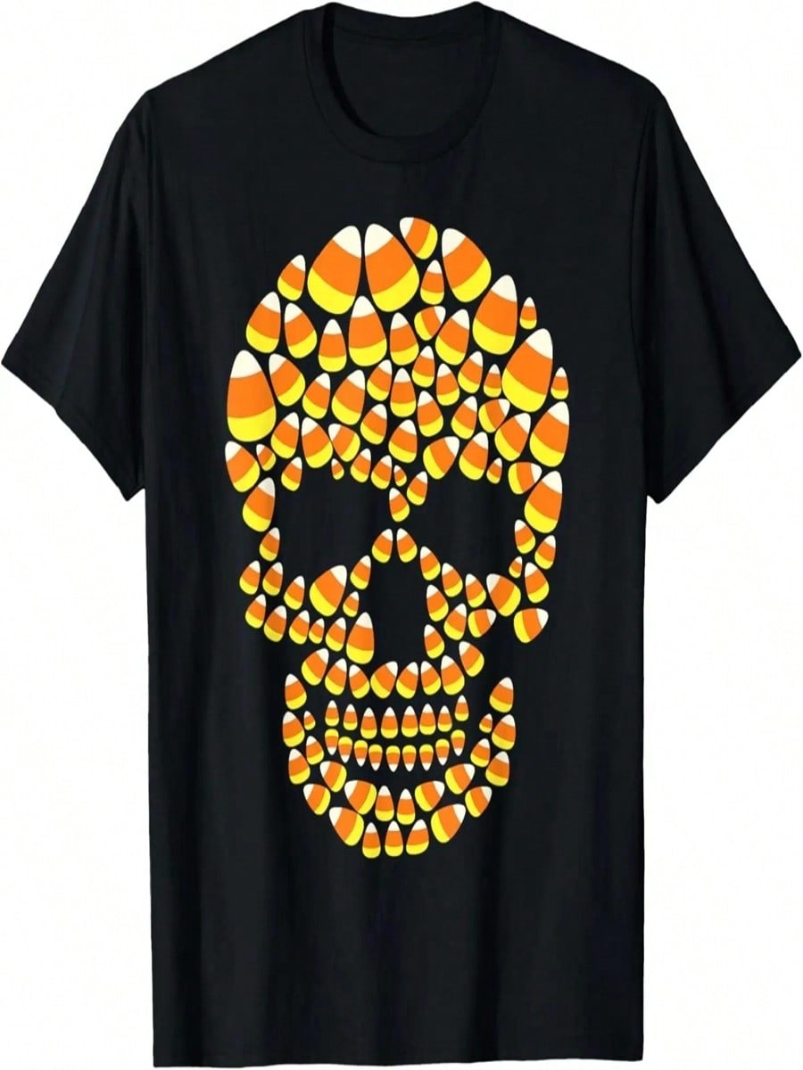 CANDY CORN Skull Halloween Funny Costume T-Shirt S разноцветный