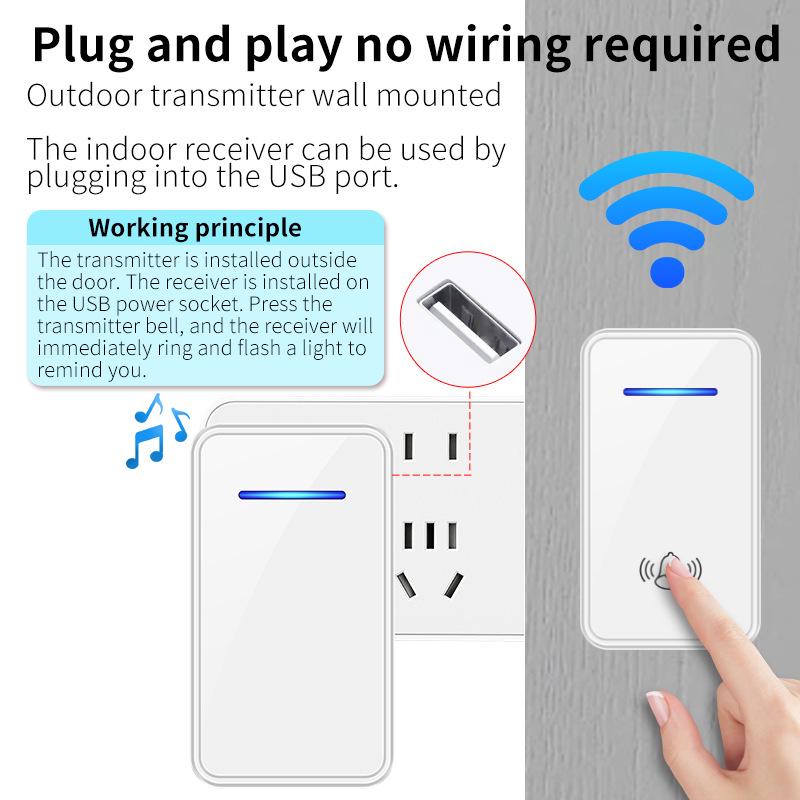 USB Wireless Smart Home Doorbell with Remote Electronic Music Control