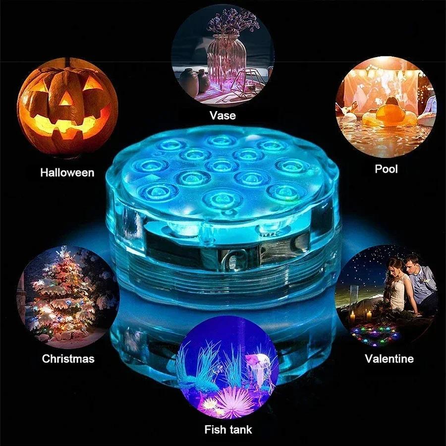 10Led RGB Dive Fish Light LED Underwater Lamp Remote Control Swimming Pool Light Portable Battery Operated For Vase Aquarium