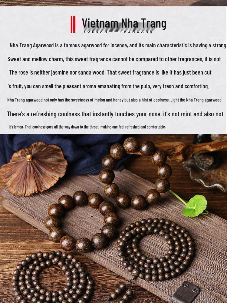 Authentic Agarwood & Sandalwood Buddhist Beads Bracelet for Men & Women - True Natural Old Material Collection