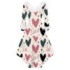 Damen stilvolles und elegantes langärmeliges V-Ausschnitt Kleid mit Valentinstags-Herzprint