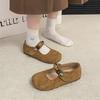 New Flat Birkenstocks Mary Jane Retro Skirt Women'S Velcro Single Shoes Autumn Beads