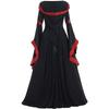 Mittelalterliche Renaissance-Kapuzenrobe, Retro-Kleid mit eckigem Kragen und Schnürung, Trompetenärmel, Damen-Halloween-Party-Kostüm,
