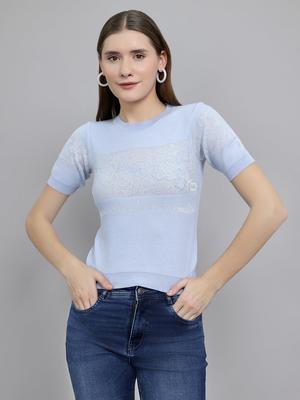 Women Regular Fit Light Blue Top