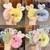 24pcs Random Color Plush Rabbit Ear Hairbands | Soft Plush Elastic Band with Fashionable Rabbit Ear Design, Ideal for Easter Use