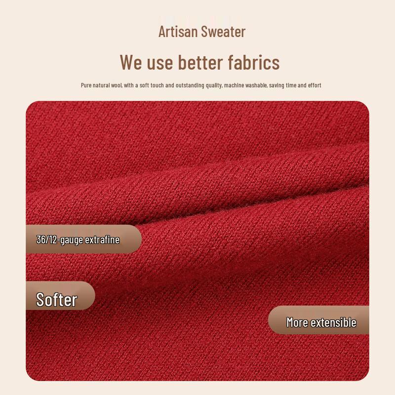 Caizi Men's Pure Wool Slim Fit Pullover Sweater